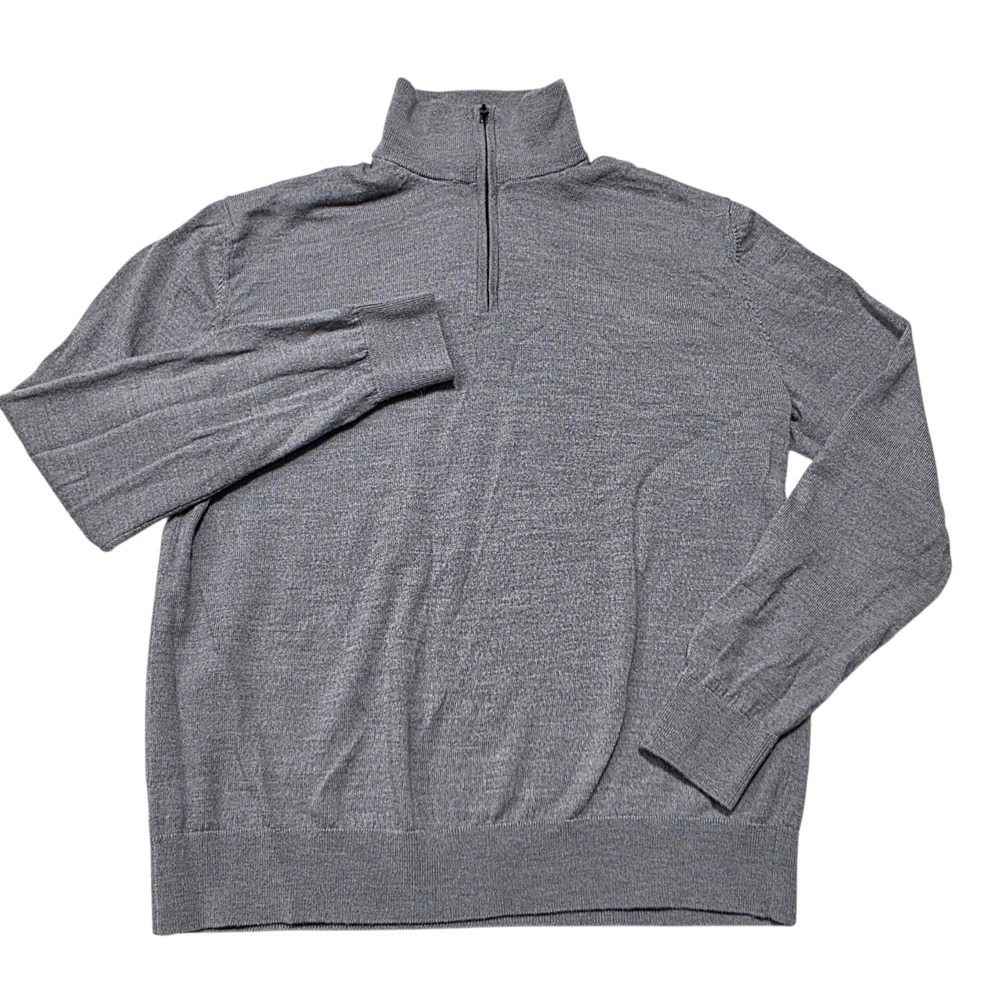Banana Republic Merino Wool 1/4 Zip Sweater Mens Large Gray 776580-07